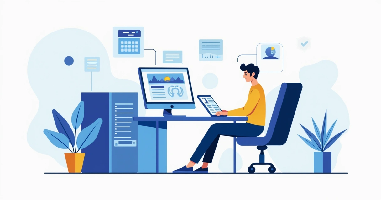 Computador e tablet mostrando software tradicional e plataforma SaaS lado a lado